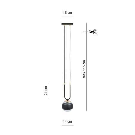 Lampa wisząca GLAM 1 BLACK/STRIPE 1113/1 EMIBIG