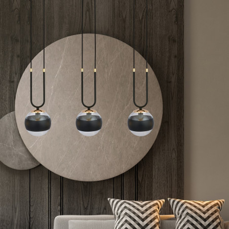 Lampa wisząca GLAM 3 BLACK/STRIPE 1113/3 EMIBIG