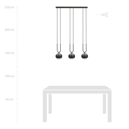 Lampa wisząca GLAM 3 BLACK/STRIPE 1113/3 EMIBIG