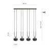 Lampa wisząca GLAM 4 BLACK/STRIPE 1113/4 EMIBIG