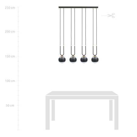 Lampa wisząca GLAM 4 BLACK/STRIPE 1113/4 EMIBIG