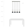Lampa wisząca GLAM 4 BLACK/STRIPE 1113/4 EMIBIG