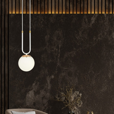 Lampa wisząca GLAM 1 WHITE/OPAL 1115/1 EMIBIG