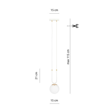 Lampa wisząca GLAM 1 WHITE/OPAL 1115/1 EMIBIG