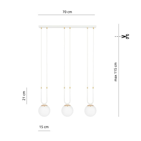 Lampa wisząca GLAM 3 WHITE/OPAL 1115/3 EMIBIG