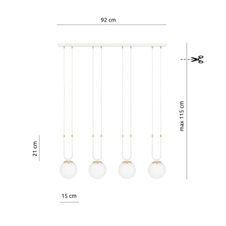 Lampa wisząca GLAM 4 WHITE/OPAL 1115/4 EMIBIG