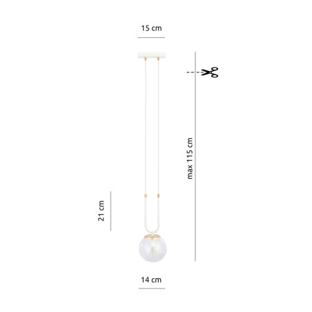 Lampa wisząca GLAM 1 WHITE/TRANSPARENT 1116/1 EMIBIG
