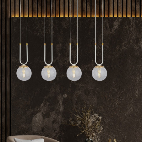 Lampa wisząca GLAM 4 WHITE/TRANSPARENT 1116/4 EMIBIG