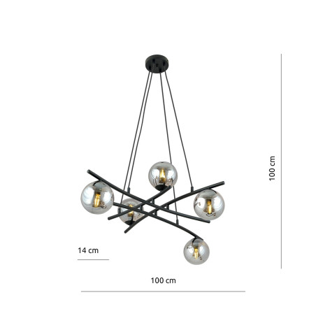 Lampa wisząca ESSA 5 GRAFIT 1203/5 EMIBIG