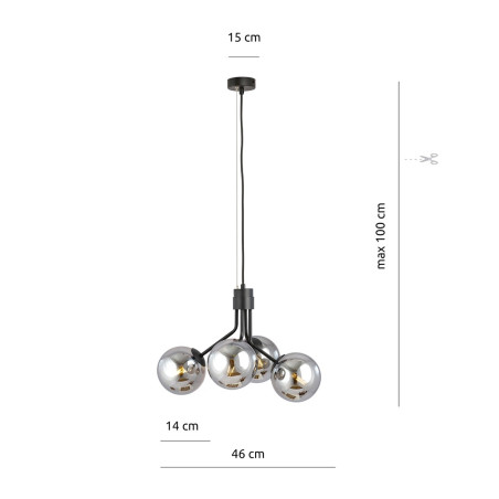 Lampa wisząca NOVA 4 BLACK/GRAFIT 1140/4 EMIBIG