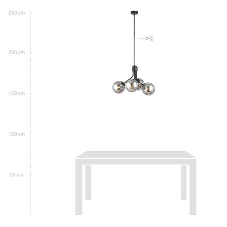 Lampa wisząca NOVA 4 BLACK/GRAFIT 1140/4 EMIBIG