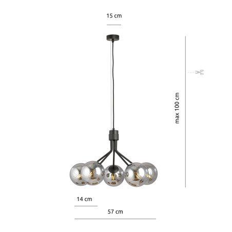 Lampa wisząca NOVA 5 BLACK/GRAFIT 1140/5 EMIBIG