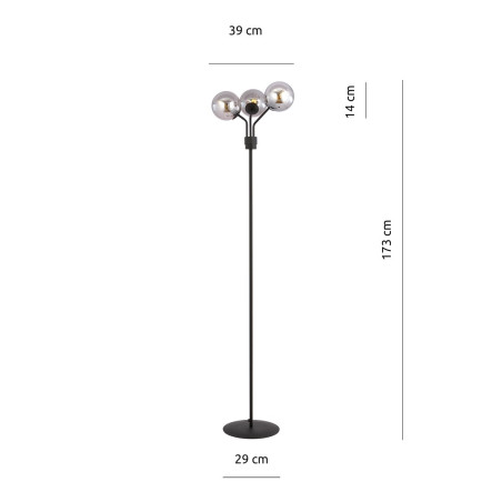 Lampa podłogowa NOVA LP3 BLACK/GRAFIT 1140/LP3 EMIBIG