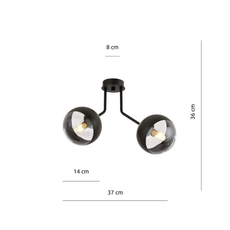 Lampa sufitowa  NOVA 2 BLACK/STRIPE 1139/2 EMIBIG