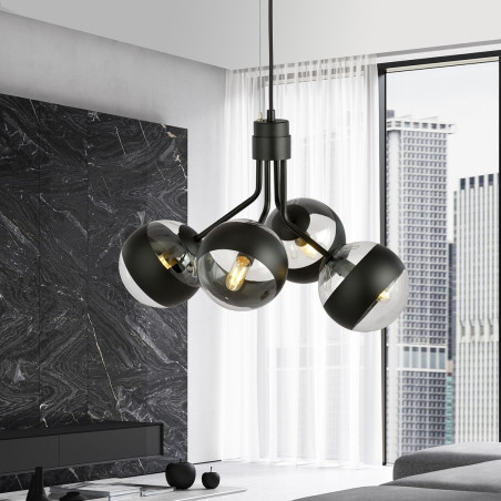 Lampa wisząca NOVA 4 BLACK/STRIPE 1139/4 EMIBIG