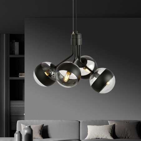 Lampa wisząca NOVA 4 BLACK/STRIPE 1139/4 EMIBIG
