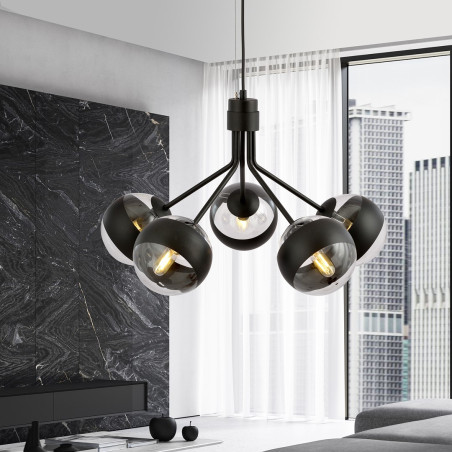 Lampa wisząca NOVA 5 BLACK/STRIPE 1139/5 EMIBIG