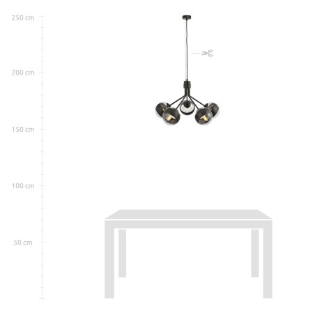 Lampa wisząca NOVA 5 BLACK/STRIPE 1139/5 EMIBIG