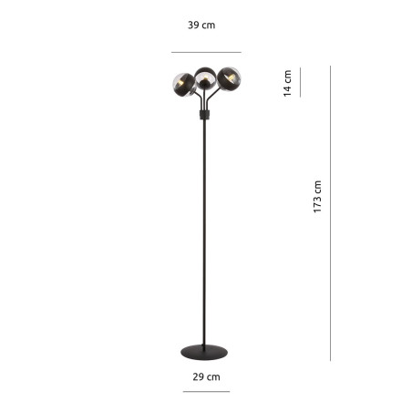 Lampa podłogowa NOVA LP3 BLACK/STRIPE 1139/LP3 EMIBIG