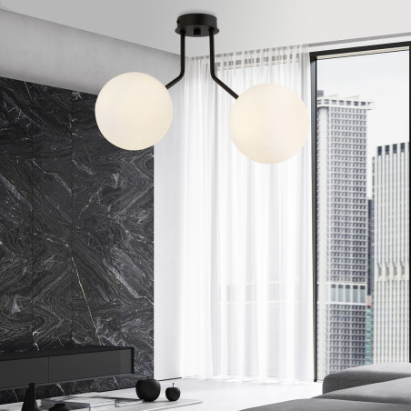 Lampa sufitowa  NOVA 2 BLACK/OPAL  1138/2 EMIBIG