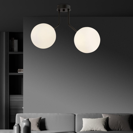 Lampa sufitowa  NOVA 2 BLACK/OPAL  1138/2 EMIBIG