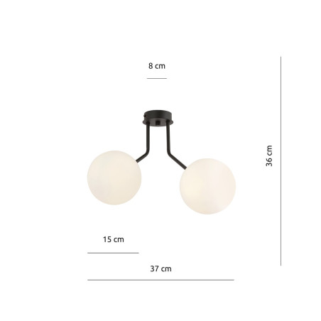 Lampa sufitowa  NOVA 2 BLACK/OPAL  1138/2 EMIBIG