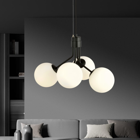 Lampa wisząca NOVA 4 BLACK/OPAL 1138/4 EMIBIG