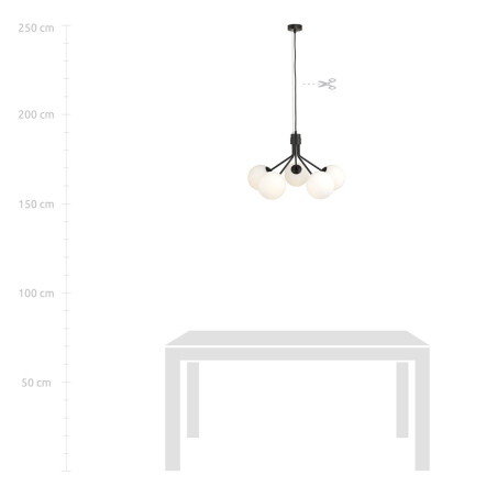Lampa wisząca NOVA 5 BLACK/OPAL 1138/5 EMIBIG
