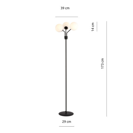 Lampa podłogowa NOVA LP3 BLACK/OPAL 1138/LP3 EMIBIG