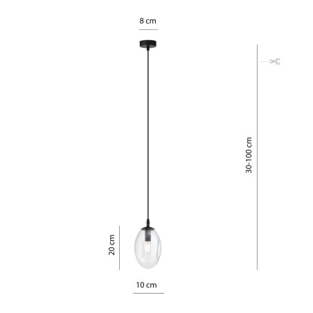 Lampa wisząca ASTRAL 1 BL TRANSPARENT 1265/1 EMIBIG