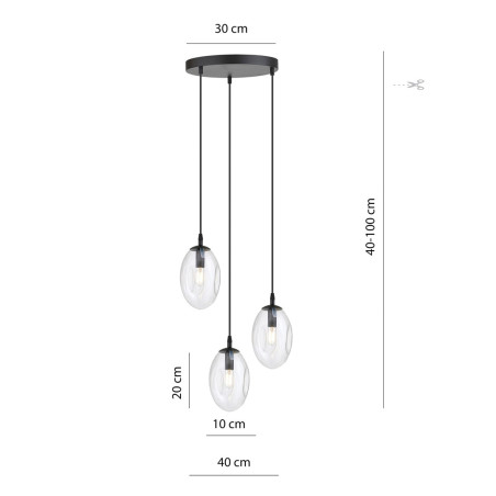 Lampa wisząca ASTRAL 3 BL PREMIUM TRANSPARENT 1265/3PREM EMIBIG