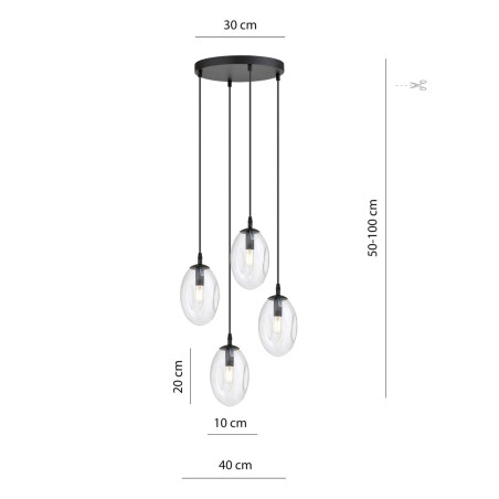 Lampa wisząca ASTRAL 4 BL PREMIUM TRANSPARENT 1265/4PREM EMIBIG