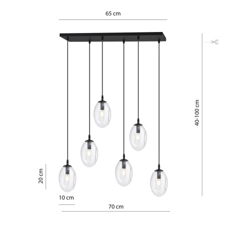 Lampa wisząca ASTRAL 6 BL TRANSPARENT 1265/6 EMIBIG