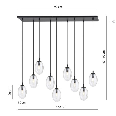 Lampa wisząca ASTRAL 9 BL TRANSPARENT 1265/9 EMIBIG
