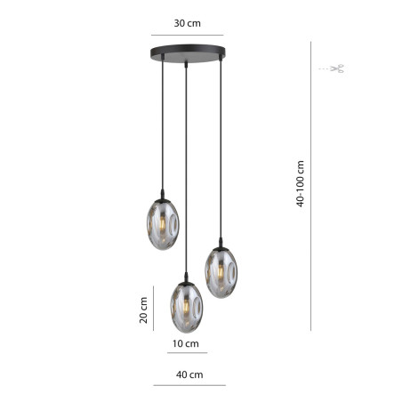 Lampa wisząca ASTRAL 3 BL PREMIUM GRAFIT 1266/3PREM EMIBIG