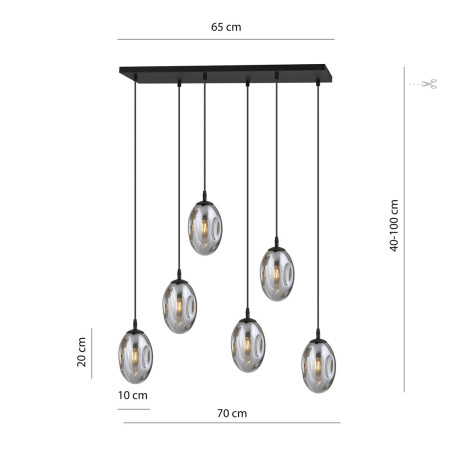 Lampa wisząca ASTRAL 6 BL GRAFIT 1266/6 EMIBIG