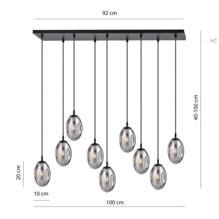 Lampa wisząca ASTRAL 9 BL GRAFIT 1266/9 EMIBIG