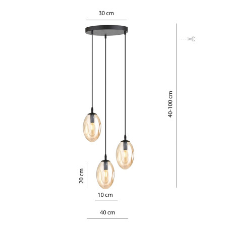 Lampa wisząca ASTRAL 3 BL PREMIUM MIODOWY 1267/3PREM EMIBIG