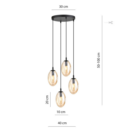 Lampa wisząca ASTRAL 4 BL PREMIUM MIODOWY 1267/4PREM EMIBIG