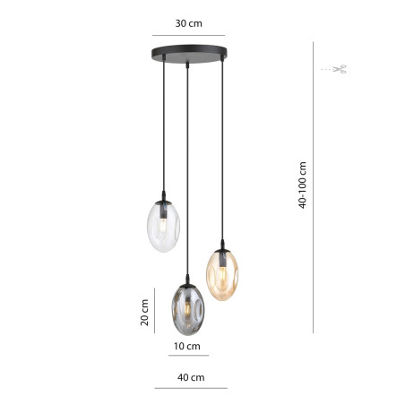 Lampa wisząca ASTRAL 3 BL PREMIUM MIX 1268/3PREM EMIBIG