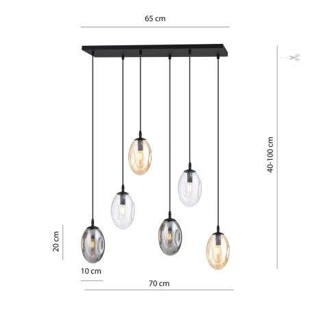 Lampa sufitowa  ASTRAL 6 BL MIX 1268/6M1 EMIBIG