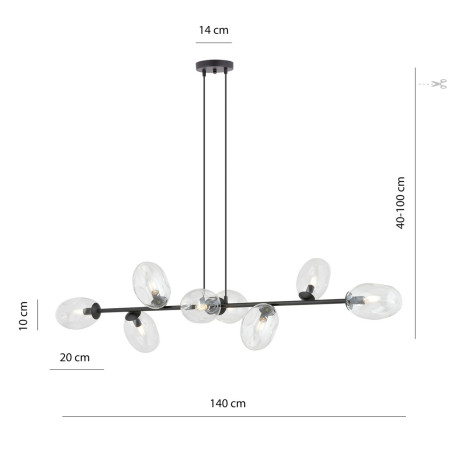 Lampa wisząca PANDORA 8 BL TRANSPARENT 1262/8 EMIBIG
