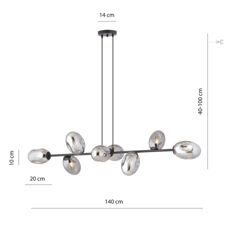 Lampa wisząca PANDORA 8 BL GRAFIT 1263/8 EMIBIG