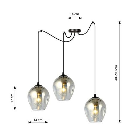 Lampa wisząca  LEVEL 3 BL GRAFIT 757/3 EMIBIG