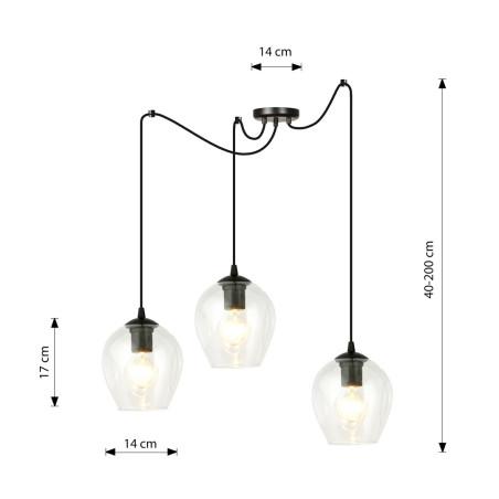 Lampa wisząca  LEVEL 3 BL TRANSPARENT 756/3 EMIBIG
