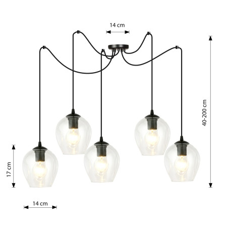 Lampa wisząca  LEVEL 5 BL TRANSPARENT 756/5 EMIBIG