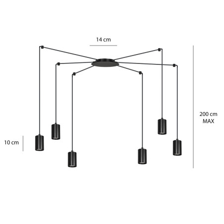 Lampa wisząca  TRAKER 6 BL/BLACK 524/6 EMIBIG