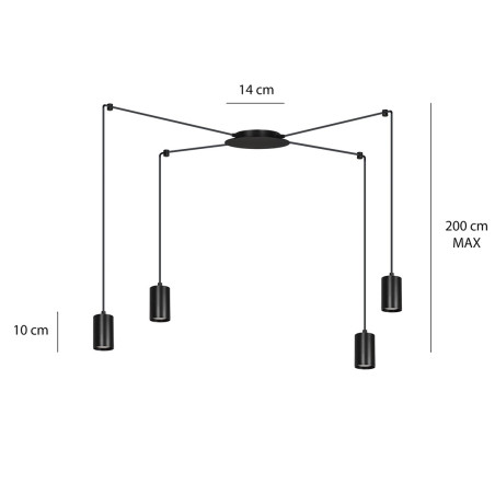 Lampa wisząca  TRAKER 4 BL/BLACK 524/4 EMIBIG