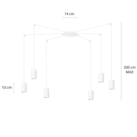Lampa wisząca  TRAKER 6 WH/WHITE 525/6 EMIBIG