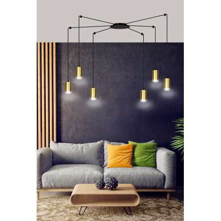 Lampa wisząca  TRAKER 6 BL/GOLD 526/6 EMIBIG